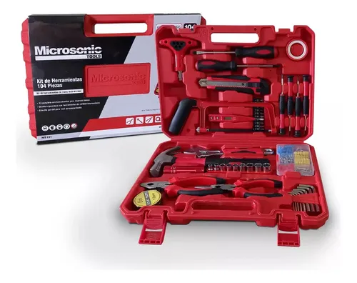 [5746] Juego Set Kit De Herramientas Profesional Microsonic 104pzs - Rojo