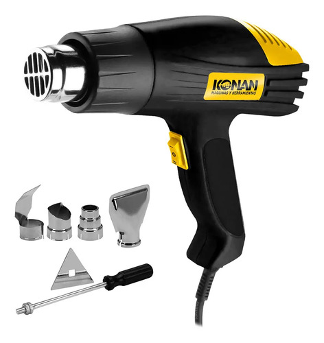 Pistola De Calor 2000w Konan + 5 Accesorios Temp 380°- 600° Negro