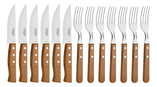 [6034] Juego De Barbacoa Tramontina Dynamic De Madera 12 Piezas Marrón Claro