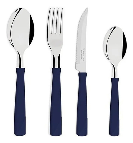 Juego De Cubiertos Tramontina Set Cubiertos X24 New Kolor Azul
