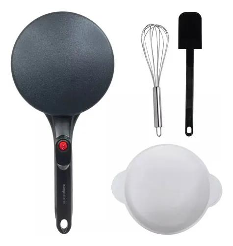 [1536] Panquequera Electrica Kanji + Batidor Espátula Bowl 800w Color Negro
