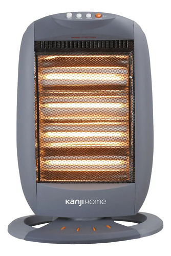 [6321] Estufa Halogena Cuarzo Kanji 1600w 4 Velas Giratoria Kj-405g Gris Oscuro