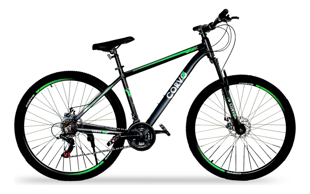 [6532] Bicicleta Mtb Shimano Corvo R29 Alum Suspensión Regulable (Negro/Verde)