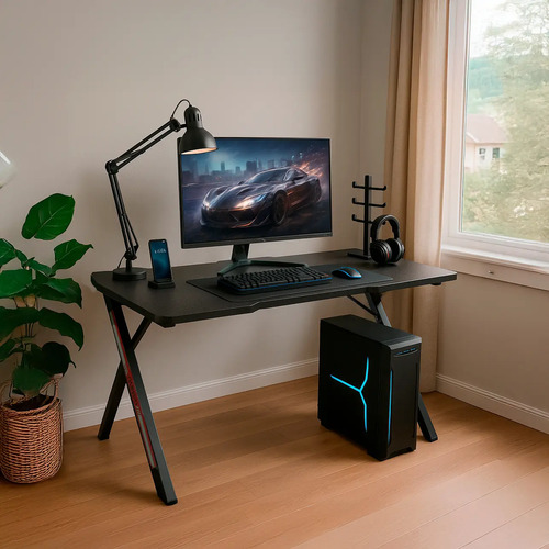 [6232] Escritorio Gamer Ultrom Gt-2310 Fibra De Carbono 120x60x73cm Negro