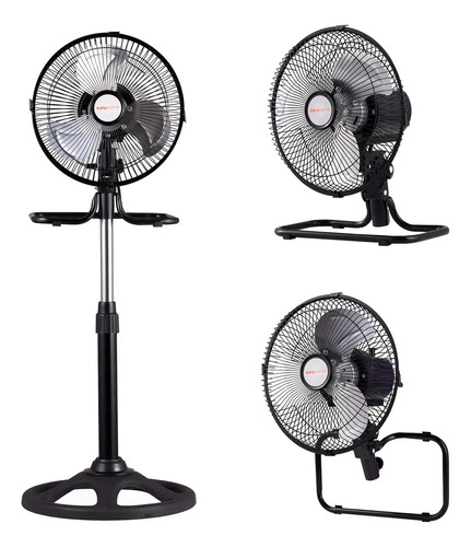 Ventilador Kanjihome 10  3 En 1 65w 3 Velocidades Kjh-fh1306 25.4 Cm Negro Metálico Metalicas 3