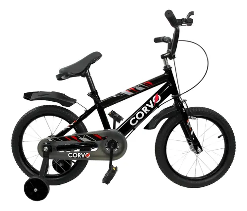 Bicicleta Infantil Corvo Rodado 16 Rueditas Acero Negro 16  