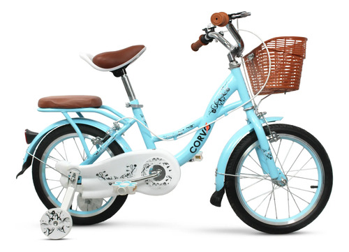 Bicicleta Infantil De Paseo Corvo Rodado 16 Rueditas Acero Celeste 16  