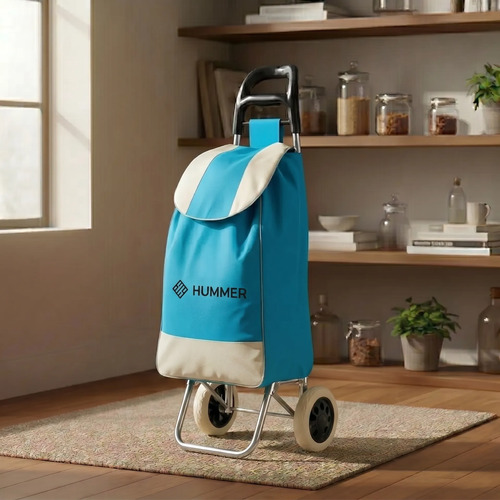Changuito De Compras Reforzado 35 L Plegable Mercado Y Hogar Celeste