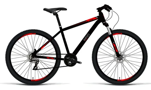 Bicicleta Mountain Bike Kanji R29 7 Velocidades Freno A Disco Color Negra Y Roja