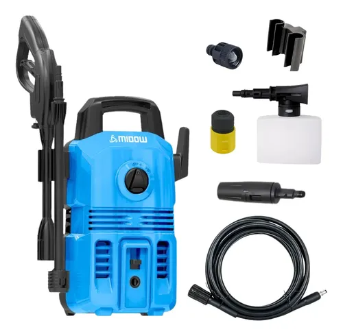 Hidrolavadora Midow 1300w 105 Bar Caudal 360 L/h Accesorios Celeste 50hz