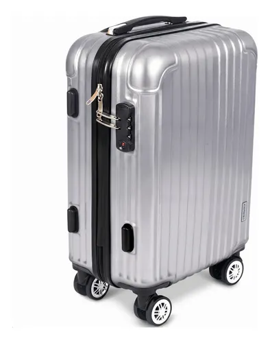 Valija Carry 20  Aeropostale Ruedas 360 Candado C/ Plata Plateado Rayas