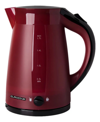Pava Eléctrica Eurocook 1.7 L Con Control De Temperatura Y Función Mate Bordó