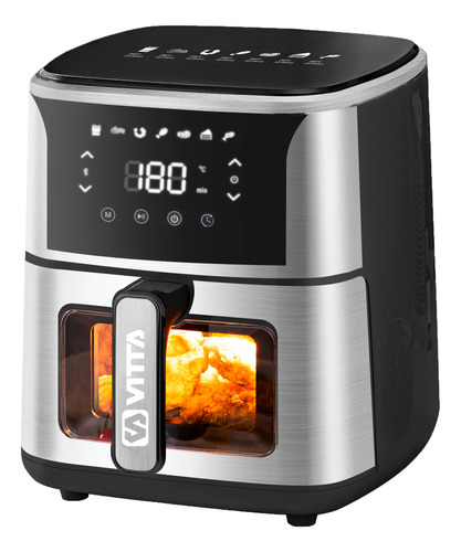 Freidora De Aire Vitta 6.5lt Sin Aceite 1500w Plateado