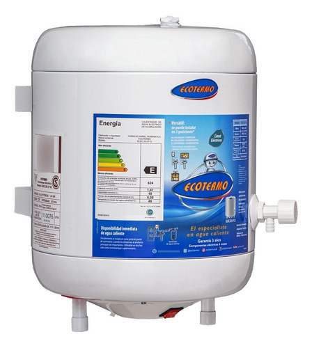 Termotanque Electrico Ecotermo 20 Litros Conexion Inferior