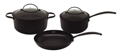 Batería Total Black Inducción Hudson Juego Set Teflón 5 Pzs