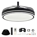 Ventilador De Techo Kanji Retráctil 6 Vel C/luz Negro