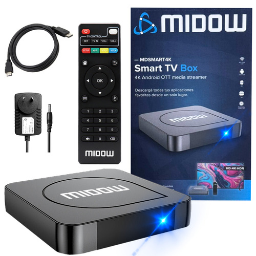 Tv Box Smart 4k Android Midow Wifi Ethernet Convertidor Ott Media Streamer Control Remoto Hdmi Netflix Youtube