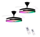 Combo X2 Ventilador Vitta De Techo Retractil C/luz Rgb Y Parlante 