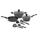 Bateria De Cocina Kanji Gourmet 9 Piezas Antiadherente Mármol Negro 
