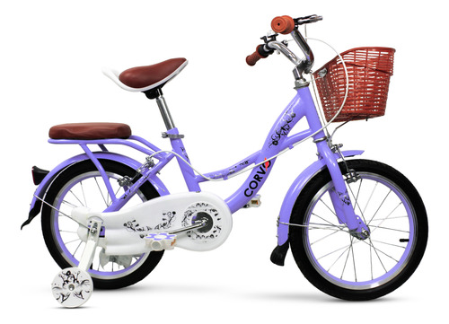 Bicicleta Infantil Corvo Rodado 16 de Acero color Violeta C/ Rueditas