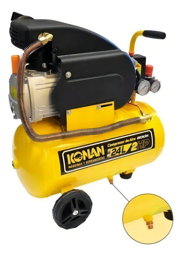 Compresor Aire Portátil Konan 24l 2hp Monofásico 210 L/min