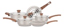 Bateria Cocina Cacerola Aluminio X 5pzas Cerámica Mta Blanco