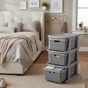 Cajonera Organizador Gavetero 3 Niveles Simil Ratan Gris