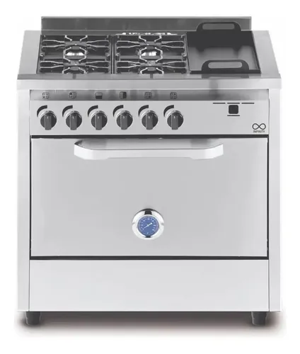 Cocina Industrial Usman 4 Hornallas Plancha Puerta Ciega     Plateado
