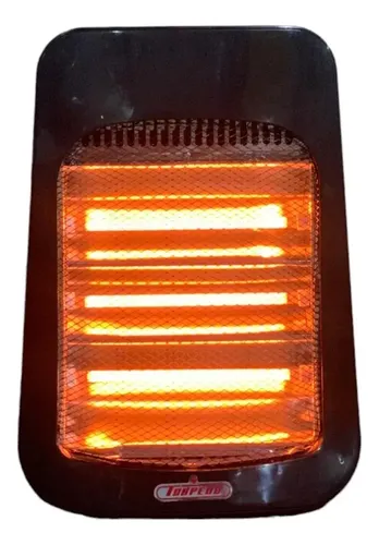 [5077] Estufa Torpedo Halogena 3 Velas Fija - 1200w 220v Negro