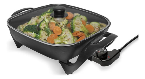 [5192] Sartén Olla Eléctrica Antiadherente Suono 1350 W Tapa Vidrio Color Negro 50 Hz 60 Hz