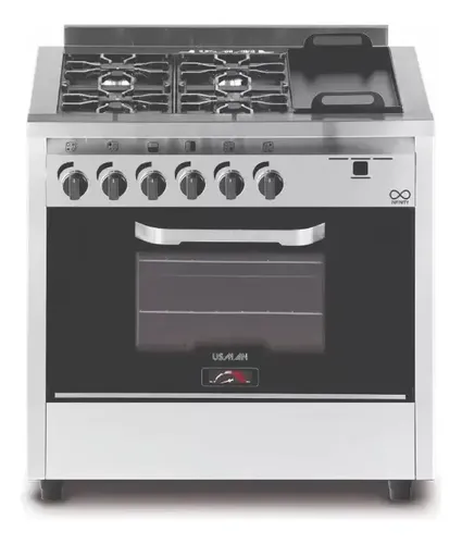 Cocina Usman Compact C/plancha 80cm Vidrio Pta Vidrio Acero Inox