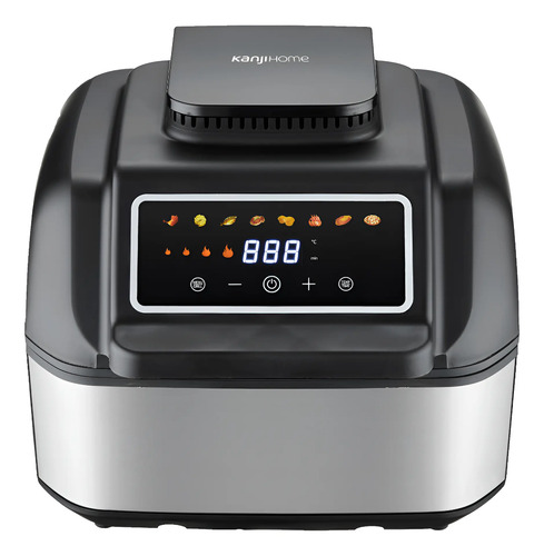 Freidora De Aire 7 Litros Con Grill - Kanjihome Kjh-1800dc Negro Y Plateada