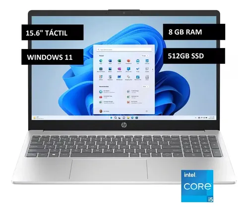 [6055] Notebook Hp 15.6  Intel I5 1235u 8gb Ram 512gb Ssd - Touchscreen - Natural Silver Plateado