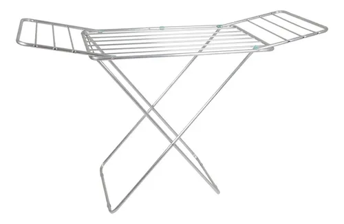 Tender De Piso Para Ropa Mor 006046 De Aluminio Con Alas Plateado