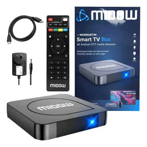 Tv Box Smart 4k Android Midow Wifi Ethernet Convertidor Negro Estándar