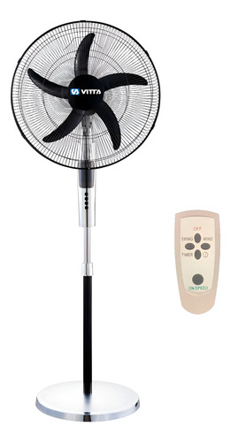 Ventilador De Pie 20 Pulgadas Vitta 3 Vel 95w Control Remoto 50 Cm 50 Cromado Negro Plástico 5
