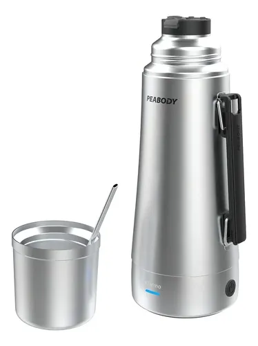 Termo Electrico Peabody Eta1001s A.inox 1l Mate Bombilla P1 Plateado Silver