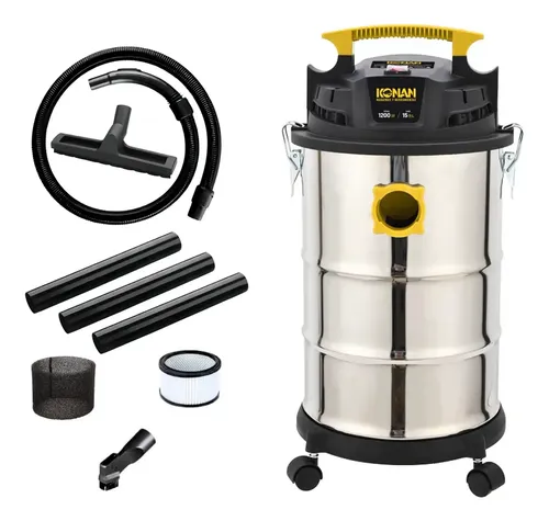 [7037] Aspiradora Sopladora Konan 15l 1200w Liquido Polvo Hepa Plateado