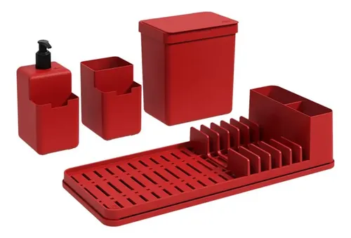 Kit Combo Cocina - Escurridor Organizador Jabonera Tacho