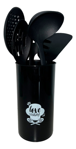 [5550] Set Utensilios Cocina Suka 7 Piezas Acero Inoxidable Negro