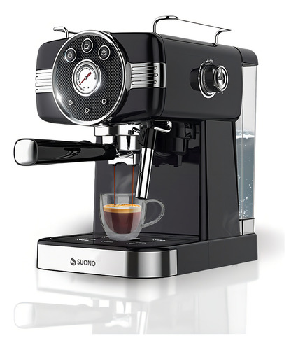 [5274] Cafetera Espresso Vintage Suono 1350W 1.5Lts Espumador Negro