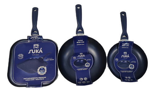 Set De 3 Piezas Suka Bifera - Sarten 24 Cm - Wok 28 Cm