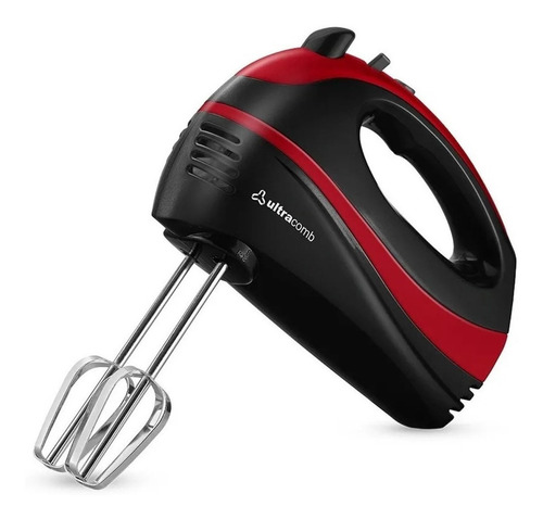 [323] Batidora De Mano Ultracomb Bm-2608 Negra Y Roja 50 Hz 220v