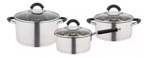 [5134] Juego 3 Ollas Acero Inoxidable Triple Fondo Hudson 6