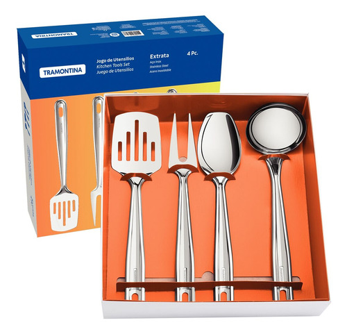 [6408] Set 4 Utensilios Cocina Tramontina Extrata Acero Inoxidable