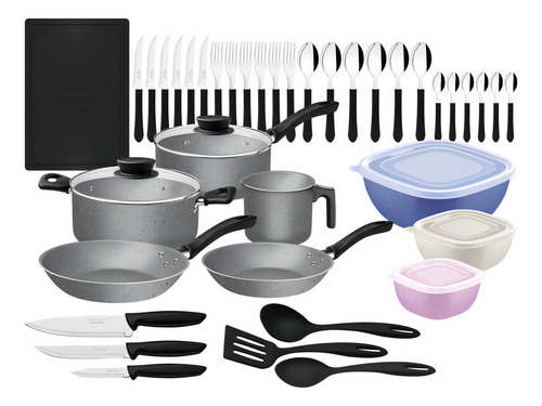 [6429] Batería De Cocina Tramontina 28399602 Con 44 Piezas Aluminio