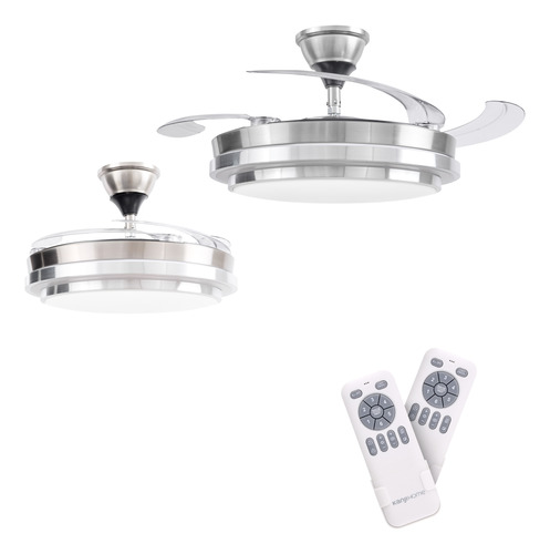 [51482] Combo X2 Ventiladores Vitta De Techo Retractil C/luz 6v Acero 