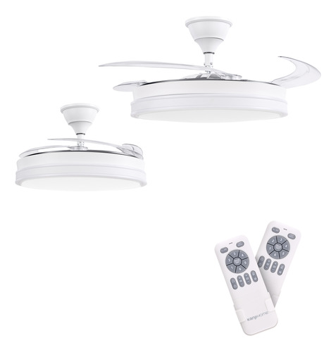 [51472] Combo X2 Ventiladores Vitta De Techo Retractil C/luz 6vel Blanco 