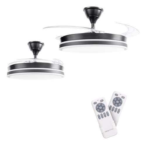 [51462] Combo X2 Ventiladores Vitta De Techo Retractil C/luz 6vel Color Negro