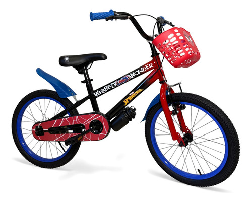 [6887] Bicicleta Infantil Rodado 18 Reforzada Negro/rojo Spiderman 